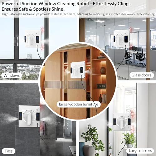 Window Cleaning Robot with Dual Water Spray, 3800pa Suction, App & Remote Control A65895