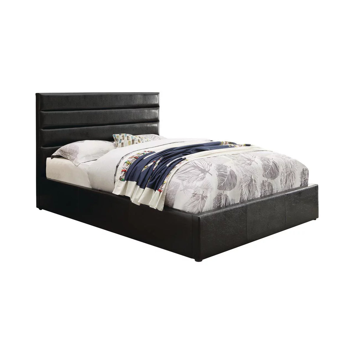 Queen Upholstered Storage Bed Black C8532