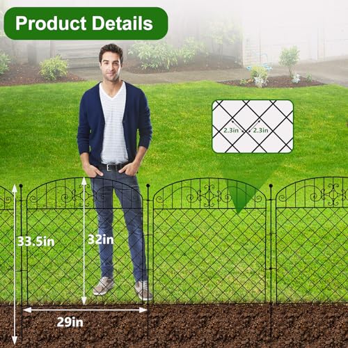 Black Rustproof Metal Garden Fence, 32 in x 11.8 ft X518482