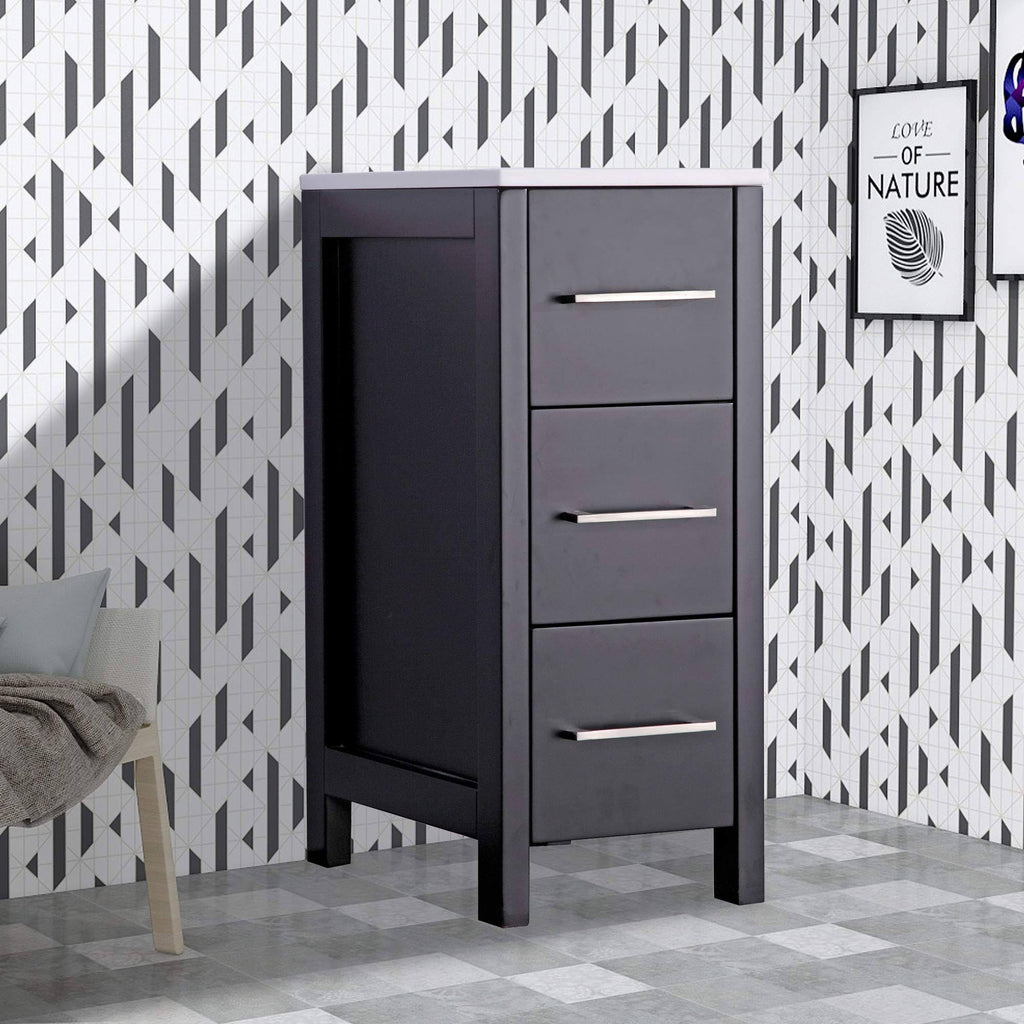 12 inch Wide Bathroom Vanity Cabinet with Ceramic Top H91067