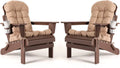 Oversized HDPE Plastic Folding Adirondack Chairs Set of 2 with Cushion I93188