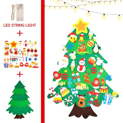 Felt Christmas Tree with Lights 38Pcs U72618