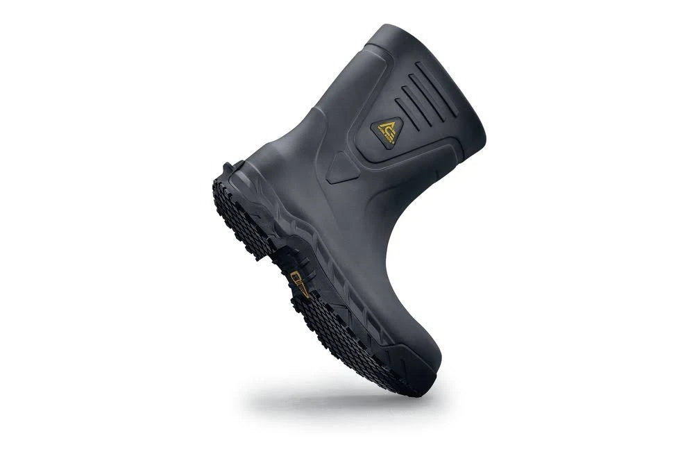 Black Rubber Mid-Calf Boots M90098