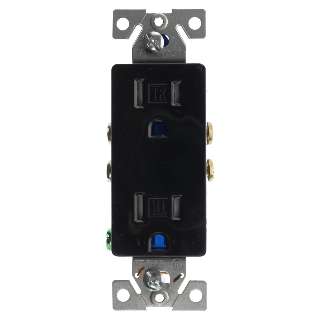 Duplex Decorator Receptacle Outlet, 15-Amp, 120-Volt, Black, 32-Pack X641654