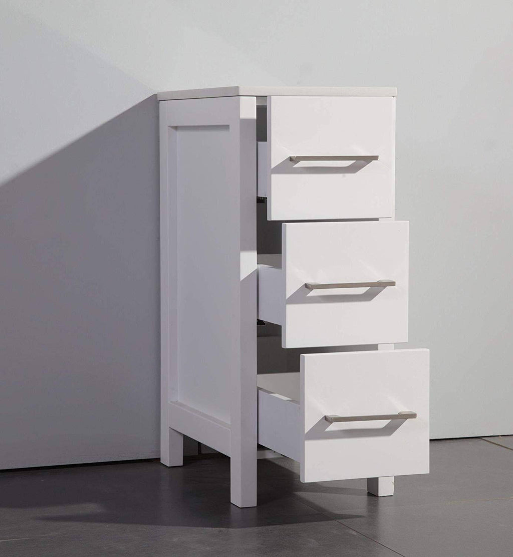 12 inch Wide Bathroom Vanity Cabinet with Ceramic Top H91067