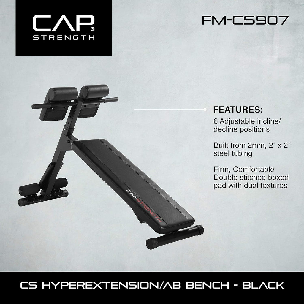 Black Hyperextension Ab Bench R6500