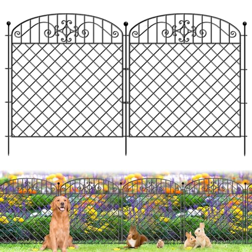 Black Rustproof Metal Garden Fence, 32 in x 11.8 ft X518482