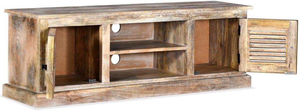 White Solid Mango Wood TV Cabinet 47.2x11.8x15.7 N3205