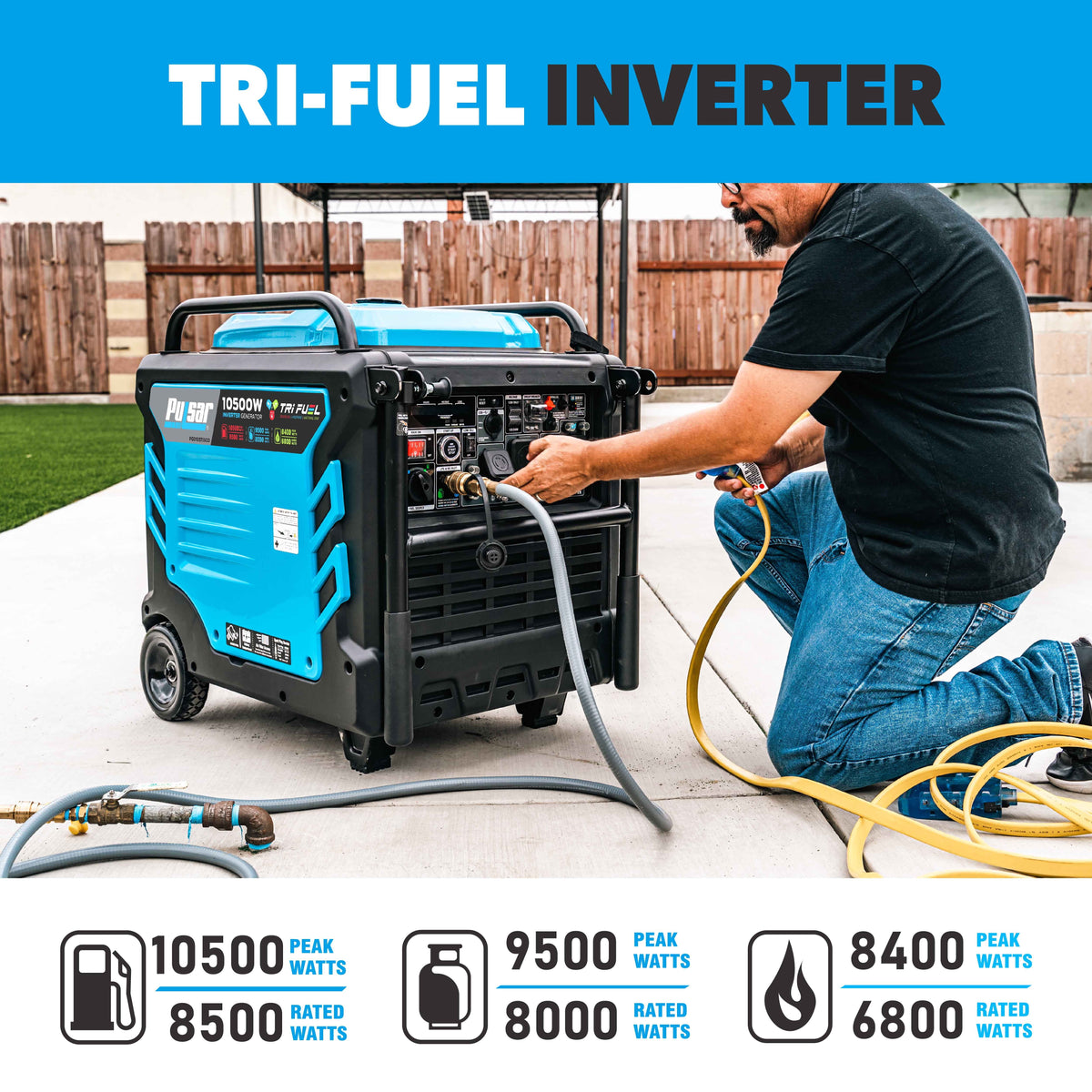 10,500-Watt Tri-Fuel Portable Inverter Generator P84699