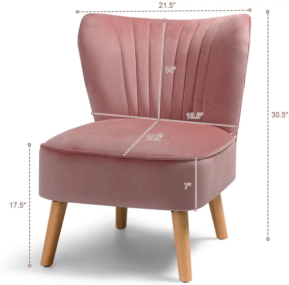 Velvet Upholstered Accent Chair with Wood Legs J75400
