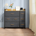 Light Gray 7 Drawer Fabric Dresser A8967