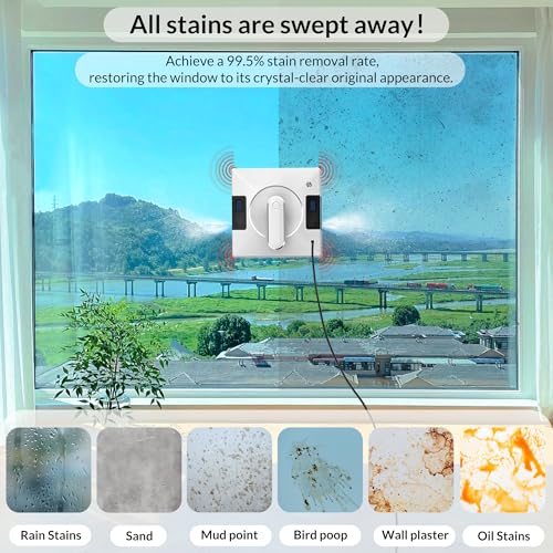 Window Cleaning Robot with Dual Water Spray, 3800pa Suction, App & Remote Control A65895