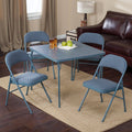 5 Piece Double Padded Card Table Set, Cadet Blue P35187
