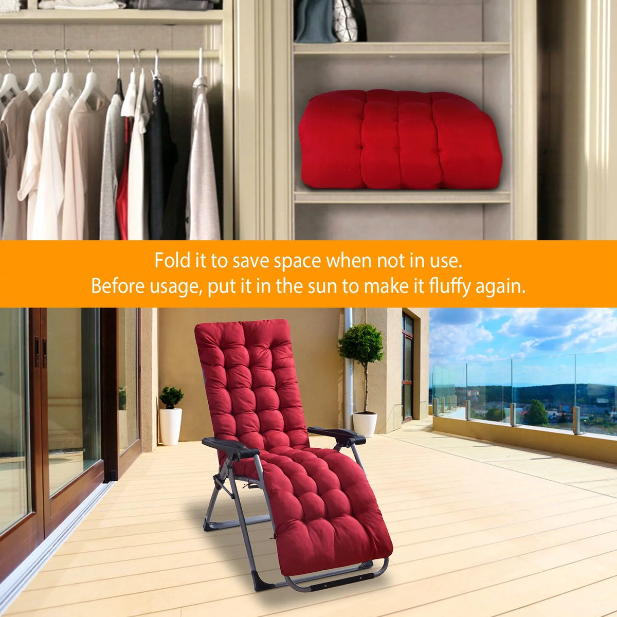 Red Outdoor Chaise Lounger Cushion G838738