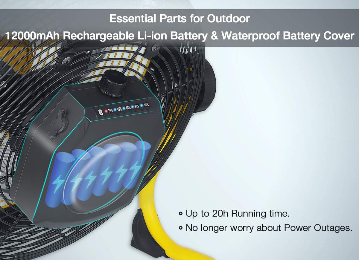 Battery Operated 12 Inch Portable Floor Fan Y3012