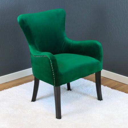 Emerald Green Velvet Wing Back Chair W9287