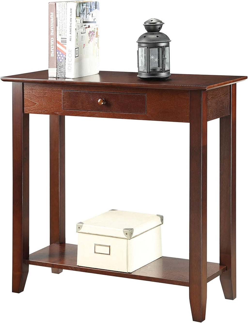 Espresso Hall Table with Drawer and Shelf K125