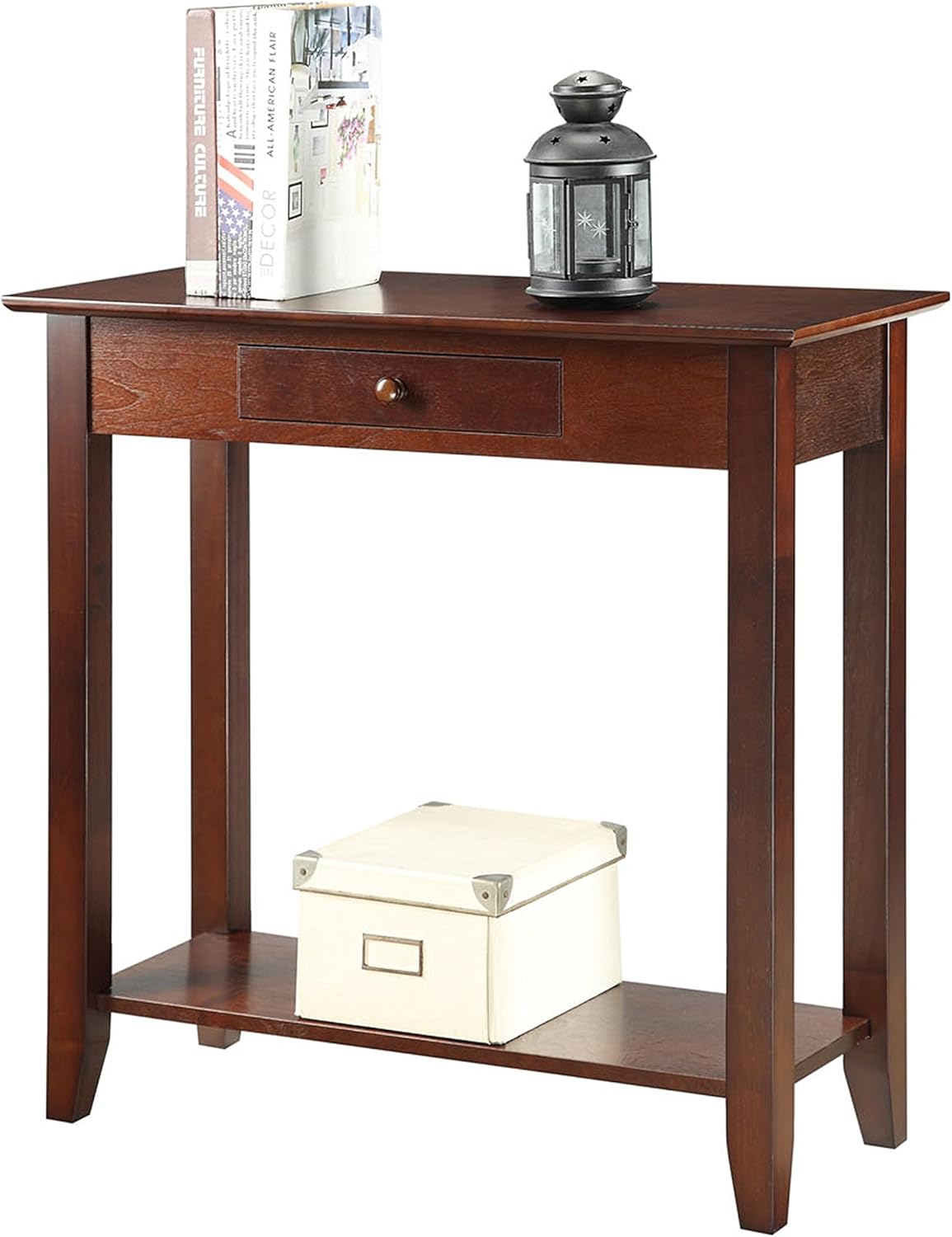 Espresso Hall Table with Drawer and Shelf K125