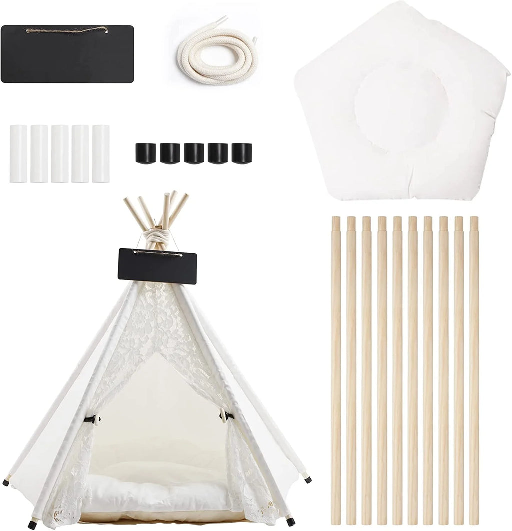 Pet Teepee Tent with Luxury Cushion, L, Washable S848