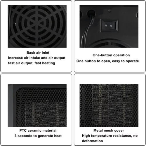 500W Mini Black Ceramic Electric Heater J2801