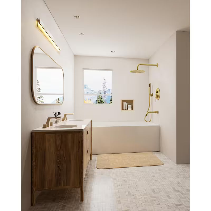 10 in. Wall Mount Shower Head and Tub Faucet 2.5 GPM Brushed Gold F81837