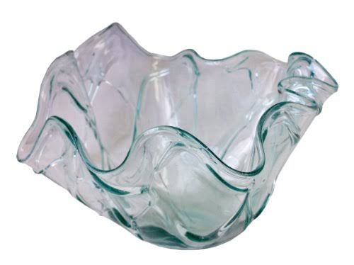 Molten Glass Decanter with Round Teak Base M65585