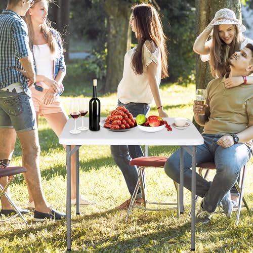 4ft Portable Folding Plastic Table with Handle, Black X210170
