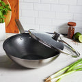 12 Stainless Steel Non-Stick Wok and Lid D97346