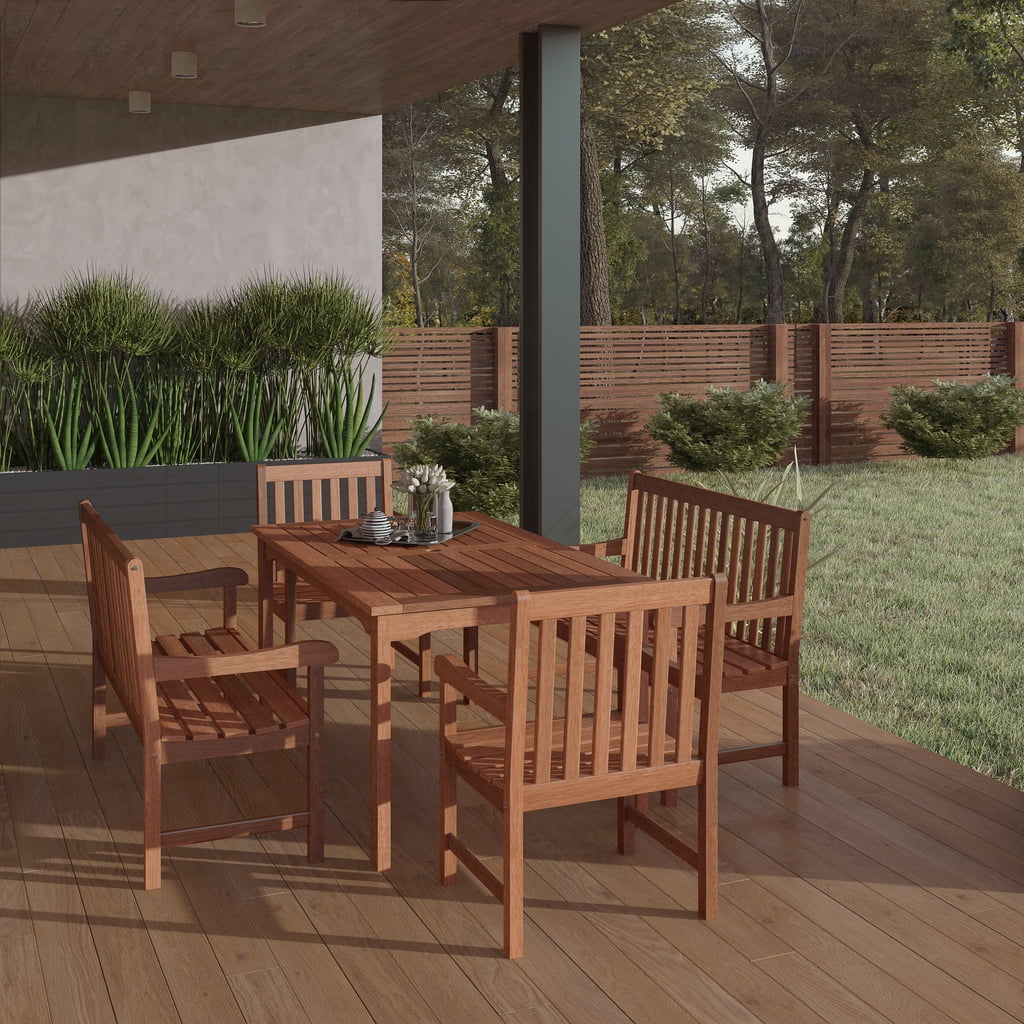 Solid Wood Rectangular Patio Dining Set F9536