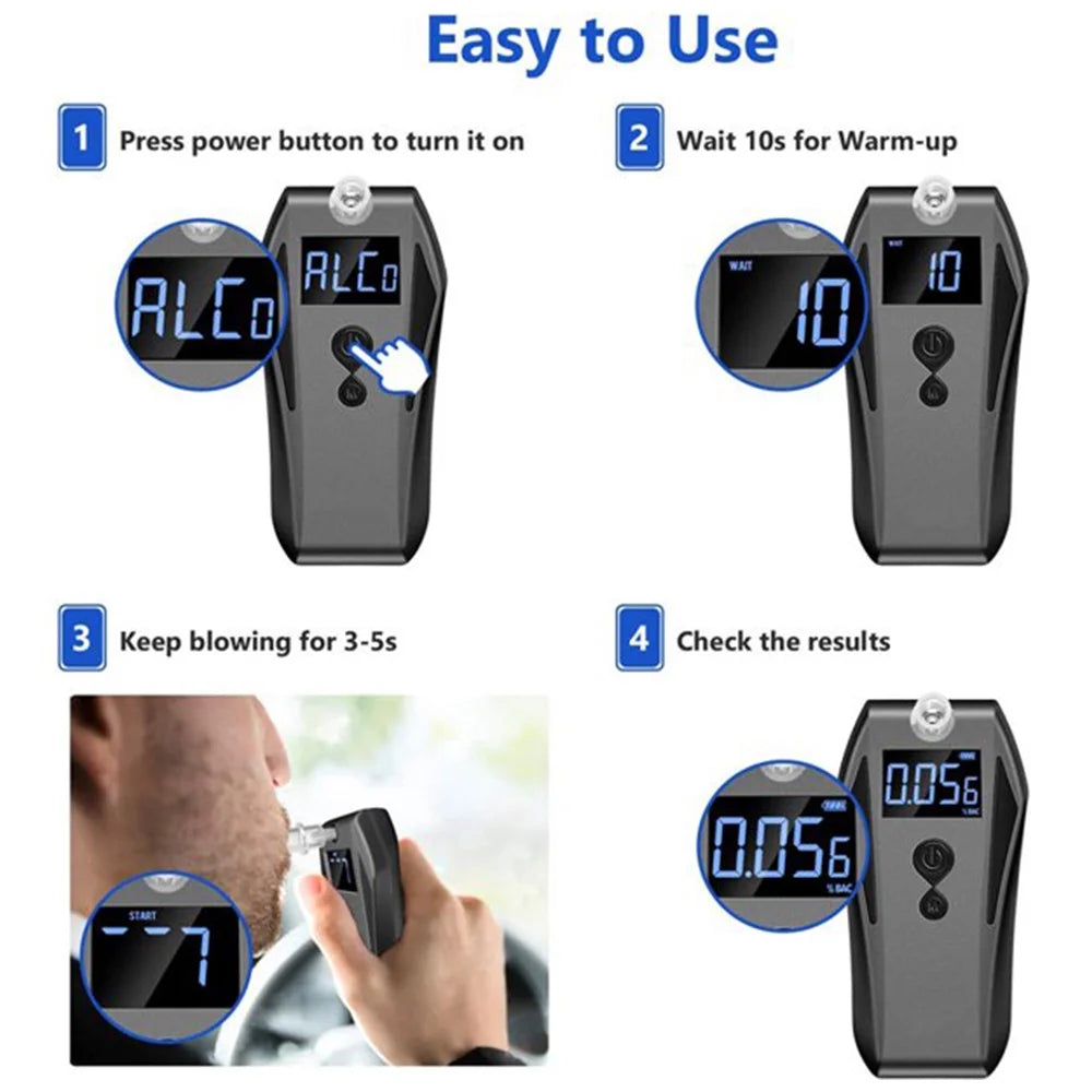 Portable Breath Alcohol Tester with 10 Mouthpieces Y5326