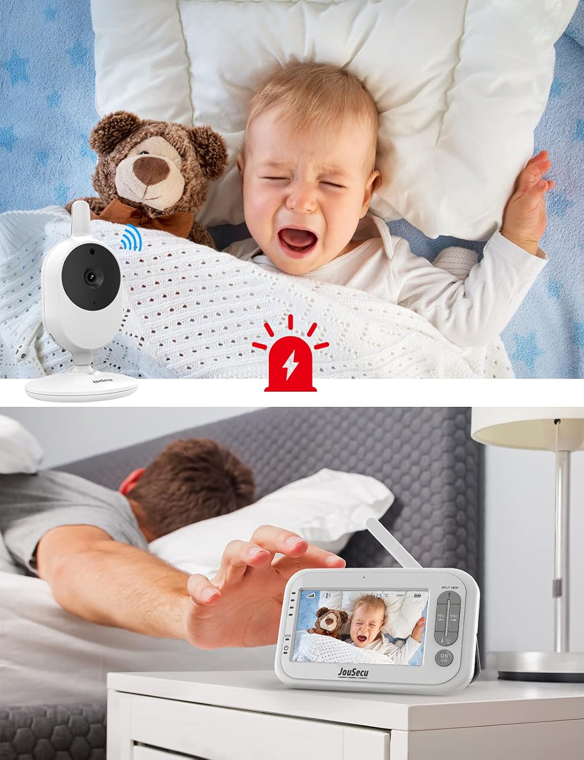 Baby Monitor with Camera and Audio 4.3 Inches LCD Split Screen R709390