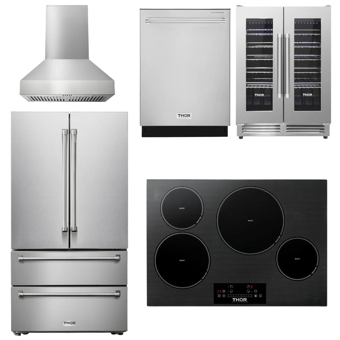 30 Induction Cooktop, Range Hood, Refrigerator, Dishwasher, Wine Cooler P941