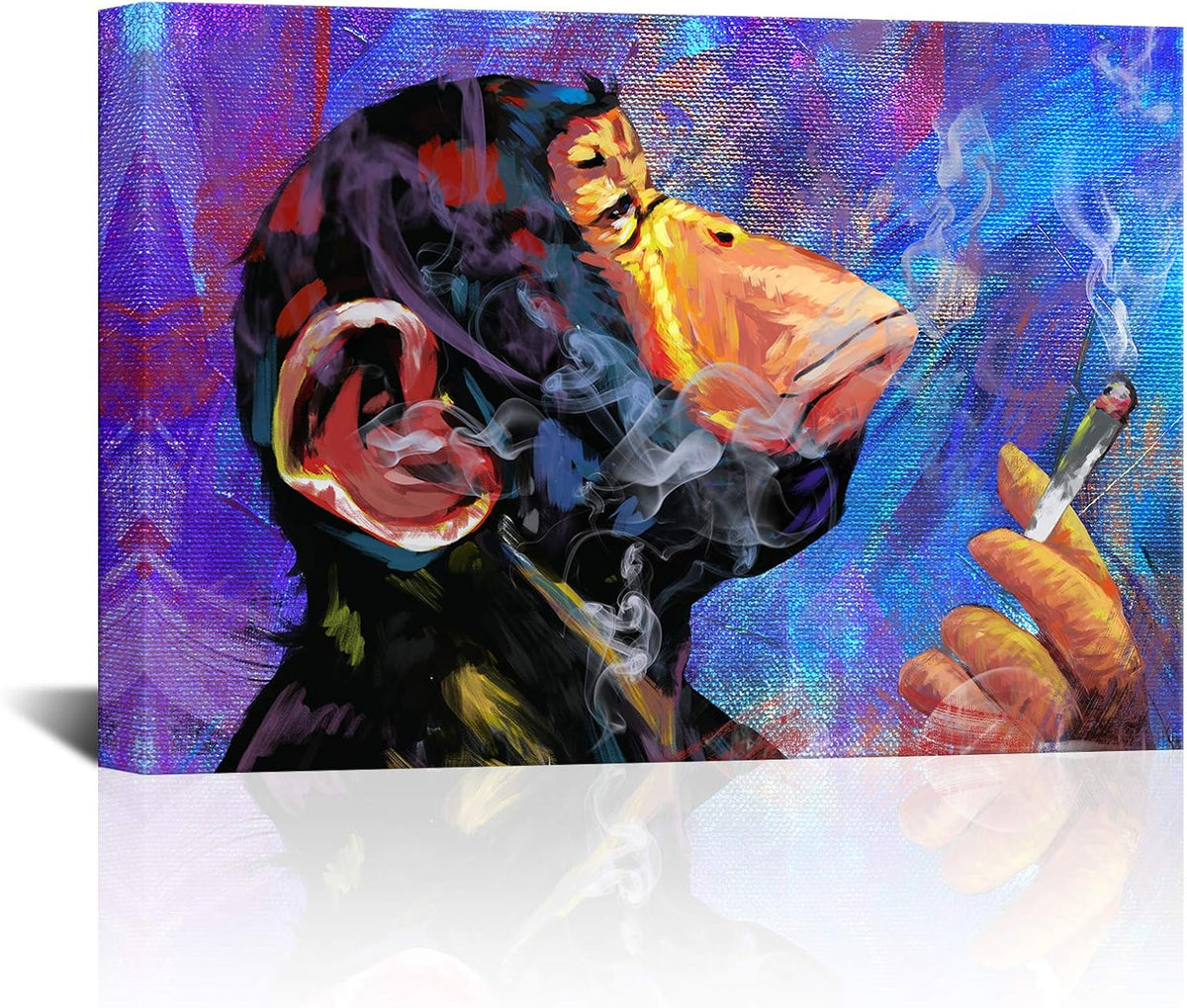 Colorful Gorilla Monkey Smoking Canvas Print Wall Art 24x36Inch G315