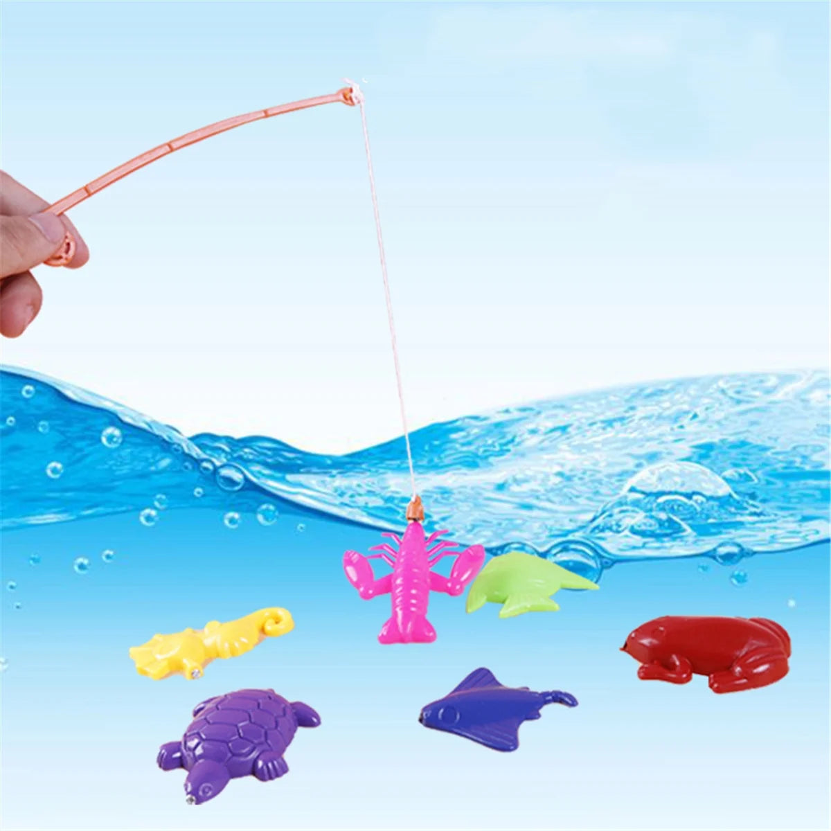 7Pcs Magnetic Fishing Toys Set with Fishing Rod K857608