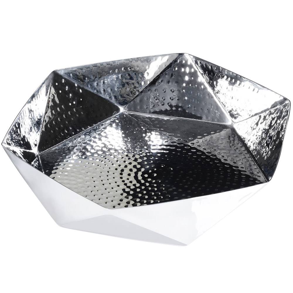 10x22 Hammered Stainless Steel Geometric Bowl Q6945