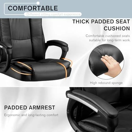 Black Height Adjustable PU Leather Ergonomic Office Chair V6583