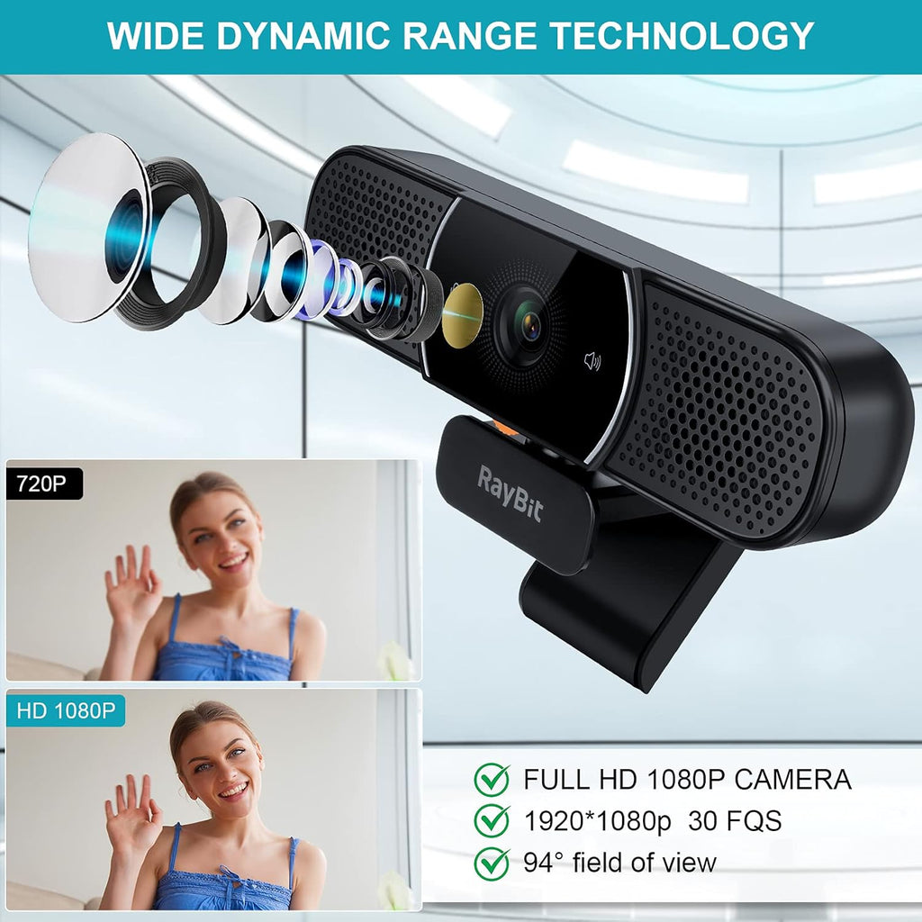 3 in 1 Webcam with Microphone and Speaker, Privacy Cover, Autofocus O84151