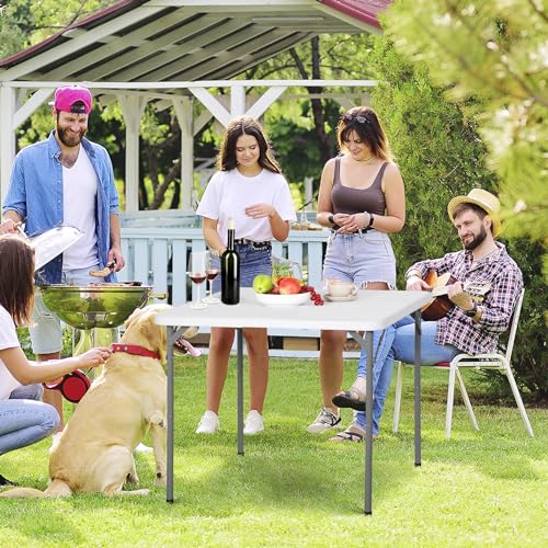 4ft Portable Folding Plastic Table with Handle, Black X210170