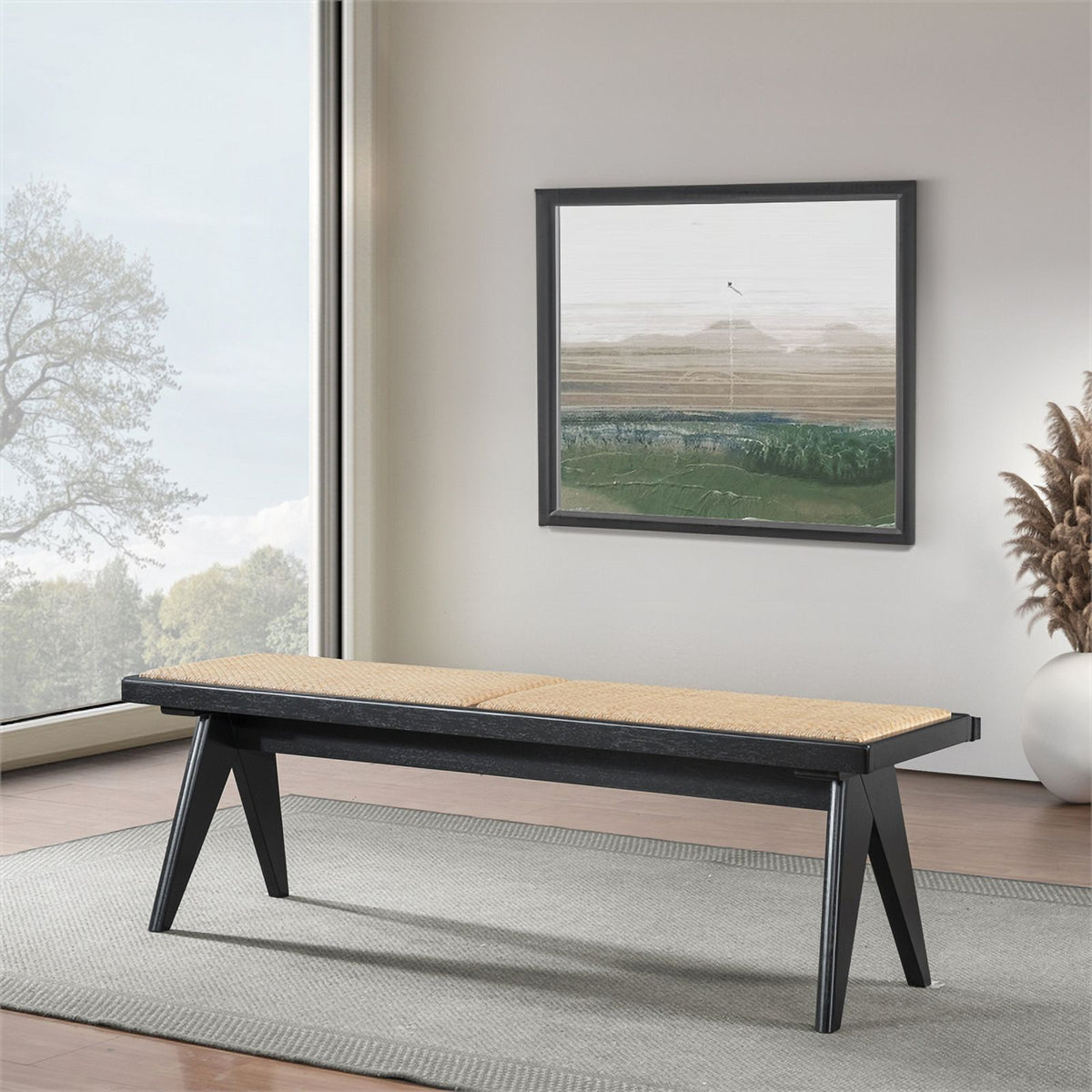 Camel Natural Rattan Dining Bench L76159