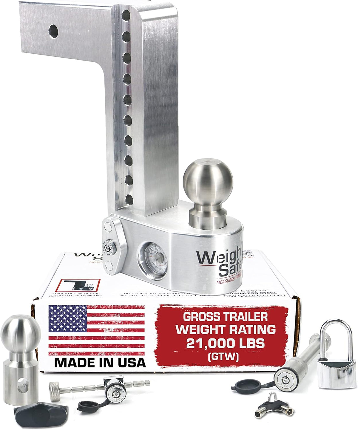 Aluminum Adjustable 6" Drop, Stainless Steel Ball, 3" Receiver V1254
