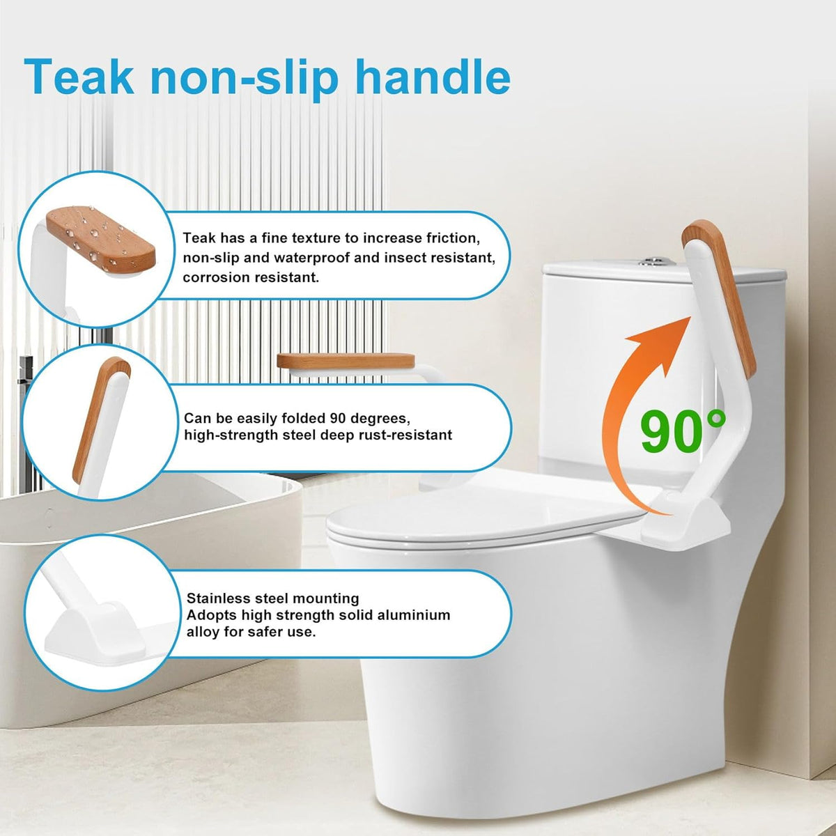 Toilet Safety Rails with Foldable Handles, Adjustable Height and Width Z875709