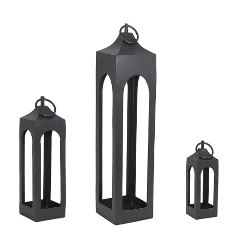 Large Black Metal Lantern with Glass Panels X59178