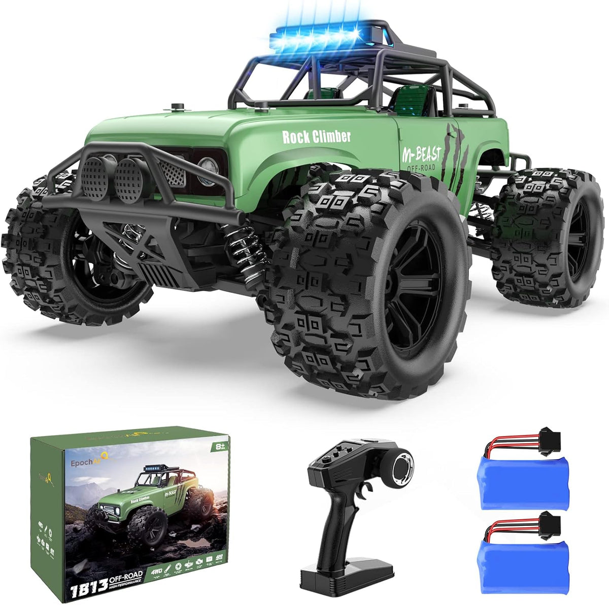 40 Km/h High Speed 1:18 Scale 4wd Off Road Rc Truck with 2 Rechargeable Batteries W799497