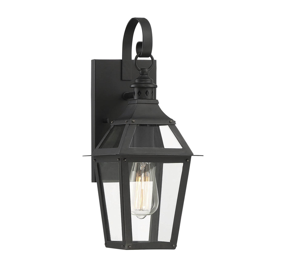 Black with Gold Highlighted 1 Light Outdoor Sconce H569679