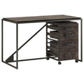Industrial Desk with 3 Drawer Mobile File Cabinet in Dark Gray Hickory W77854