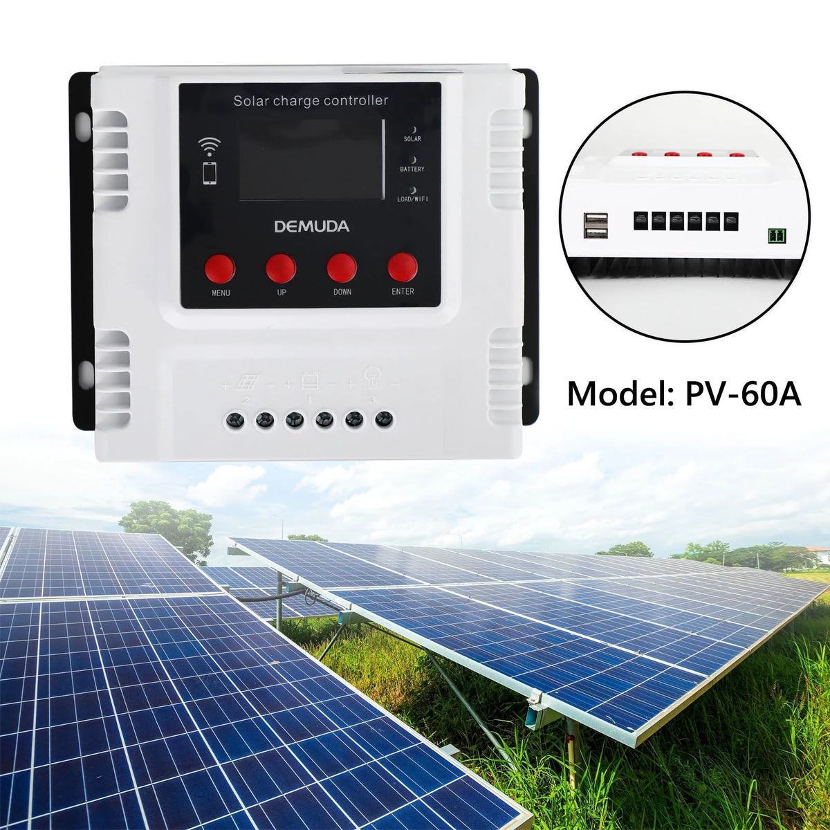 60A Solar Charge Controller with Wifi Monitor PWM LCD H9455