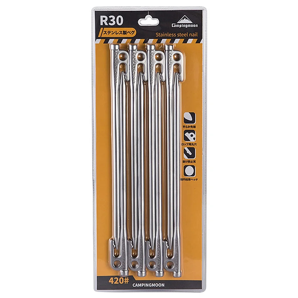 Heavy Duty Steel Tent Stakes Pegs with Hook and Hole Design H675