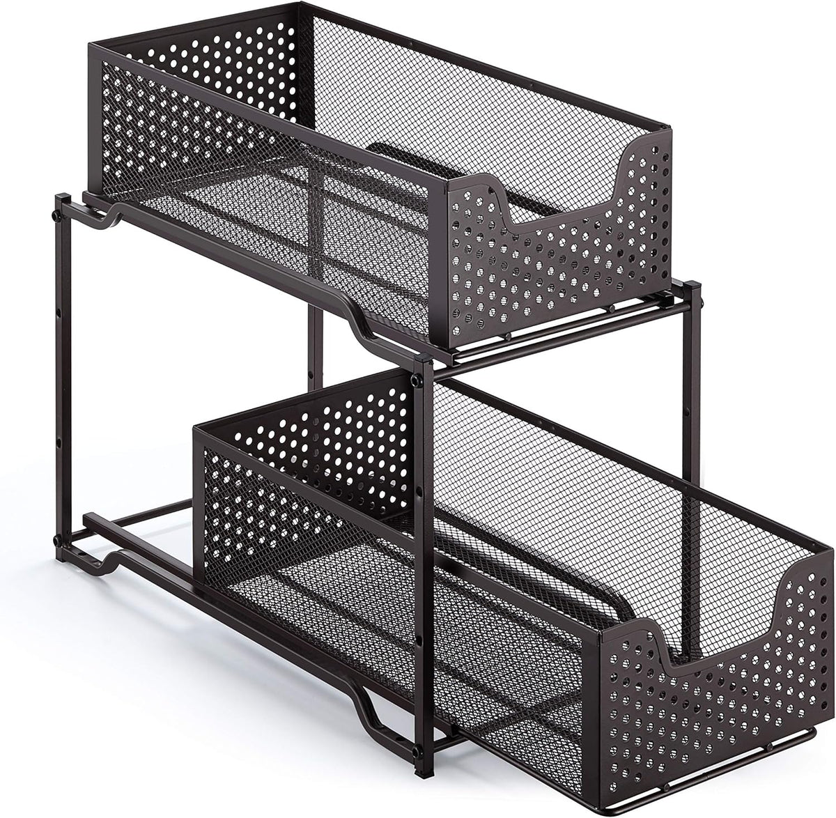 Bronze Stackable 2-Tier Under Sink Cabinet Organizer with Sliding Storage Drawer P744