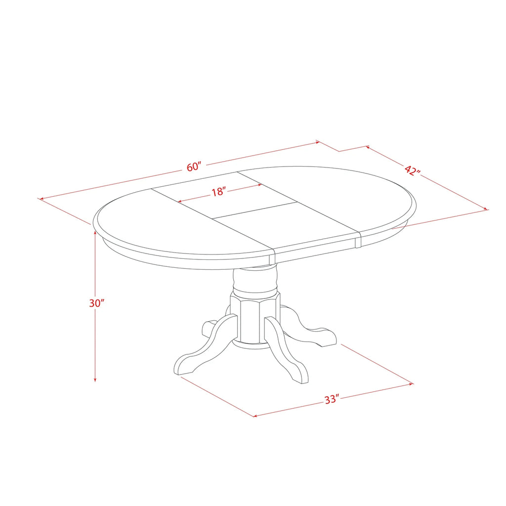 7Pc Oval 42/60 Inch Table With 18 In Leaf And 6 Double X Back Chairs Q51122
