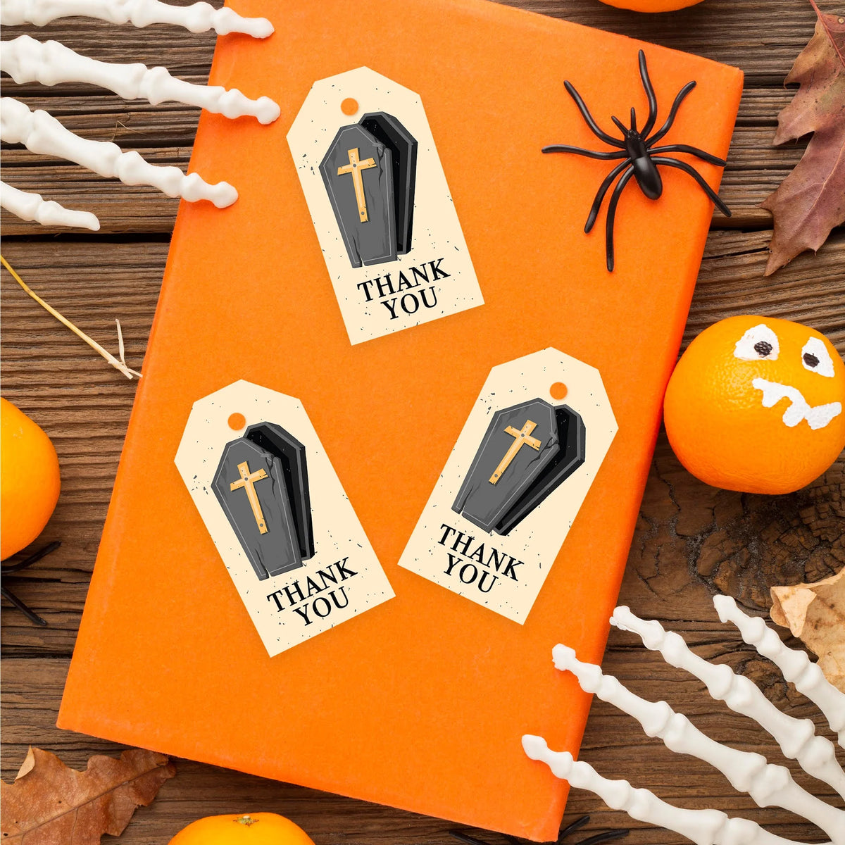 100-Pk Coffin Gift Tags With String 2 x 3.75 inch O720